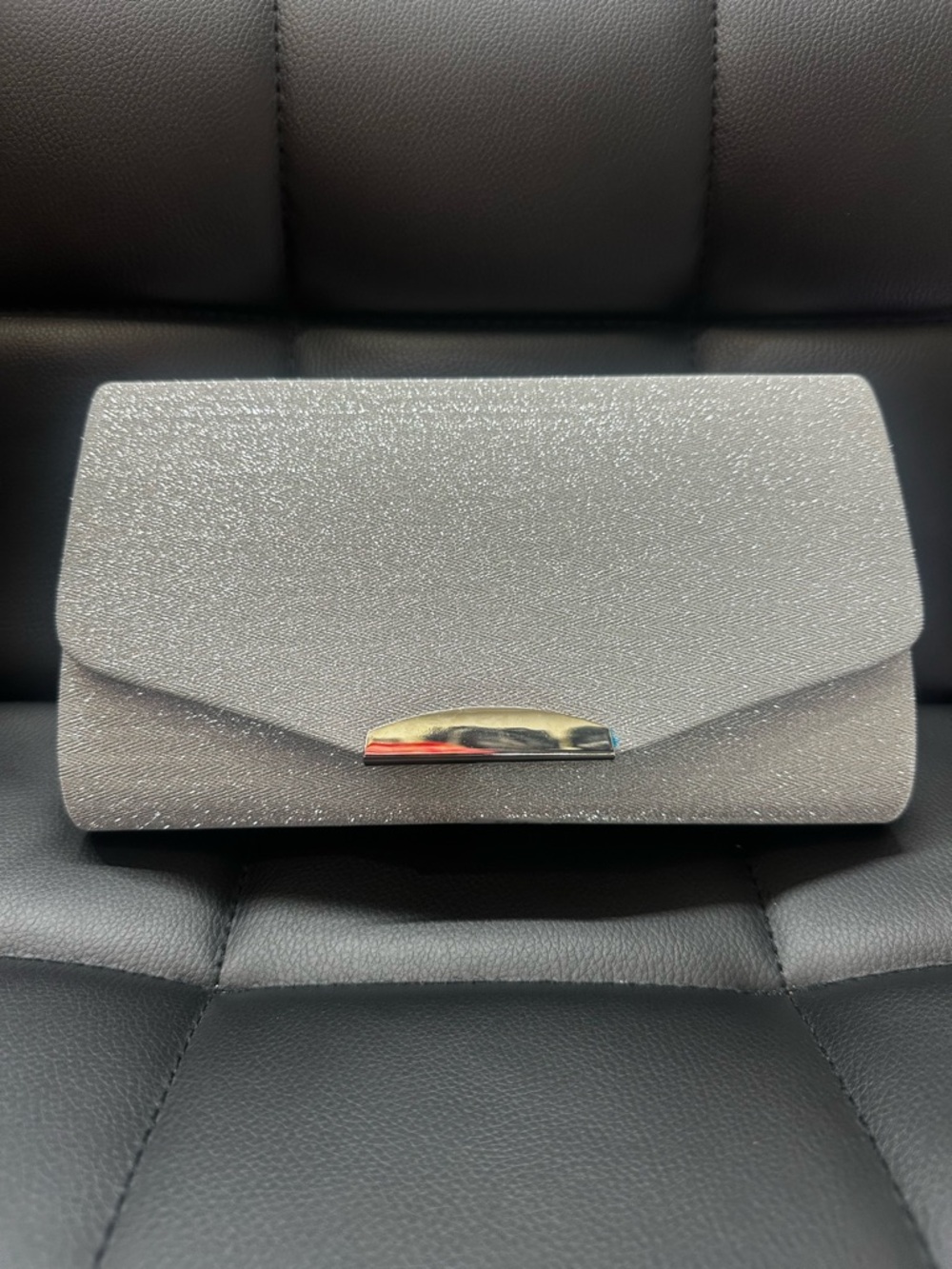 Elegant Silver Glitter Evening Clutch